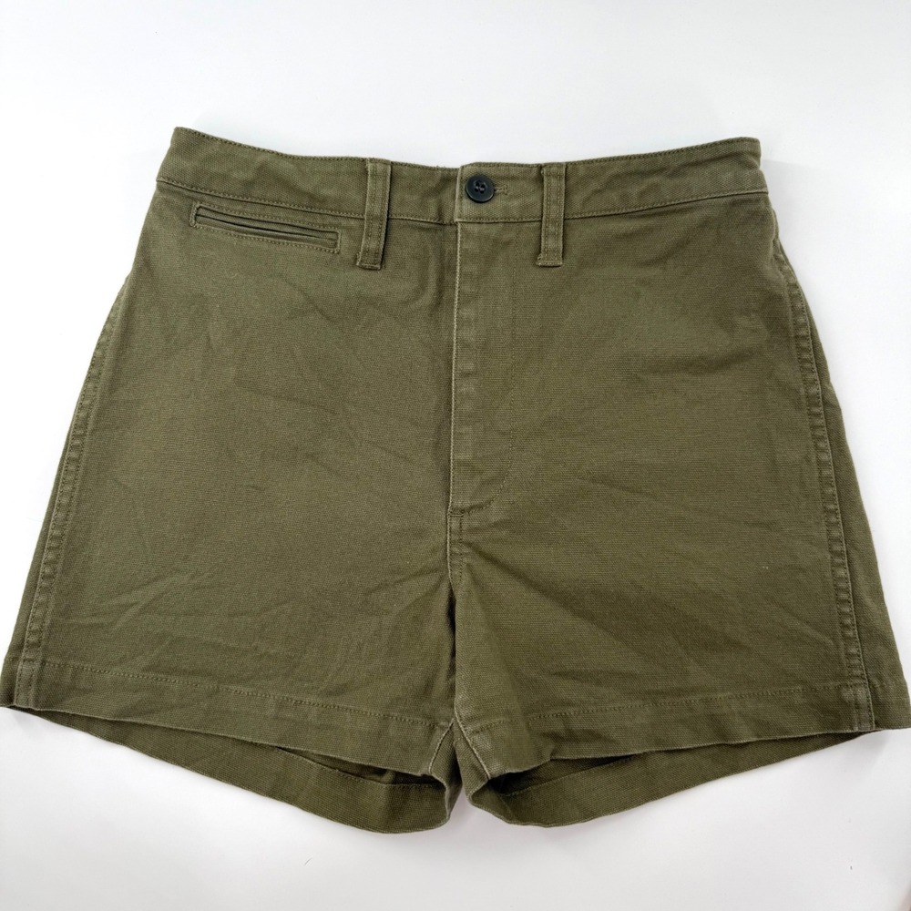 Madewell Utility Shorts Women 27 Olive Green Excellent High Rise Cotton Canvas